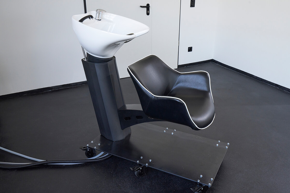 raw studios. hair washing station