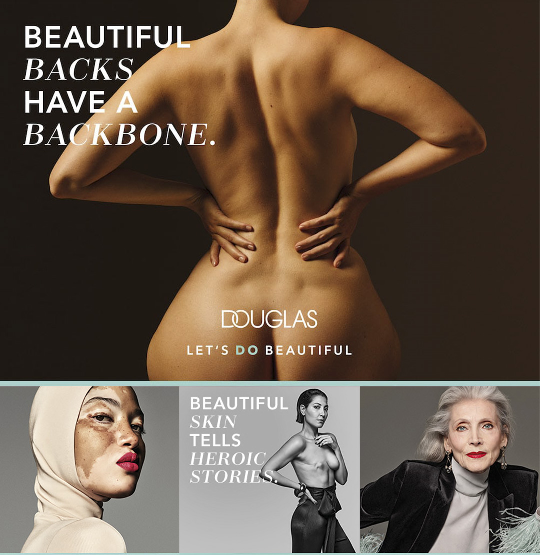 Douglas, a German cosmetic retailer produced a campaign featuring multifaceted faces of women
