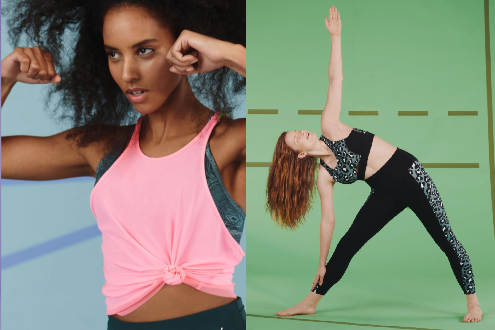 Zalando Feeling Good Campaign by Kemmler 8 A Black female model boxing and a Caucasian female model stretching.