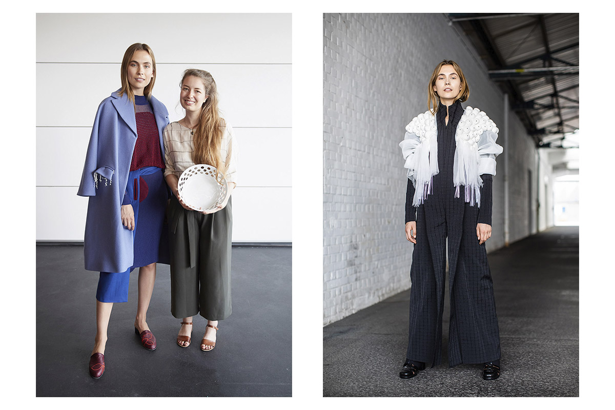 FASH 2018 ar raw studios. content 2 Annika Klaas, 1st Prize winner of FASH 2018 – European Fashion Award, standing with a female model wearing her design